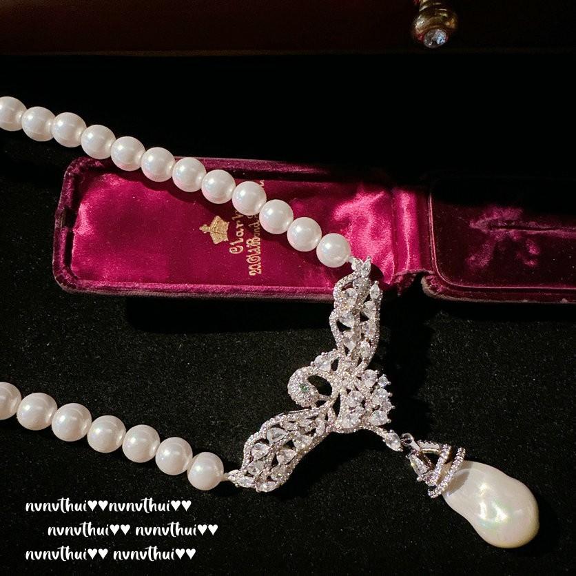 Yuji Colorful Wheat Ear Gem Pearl Necklace, Mermaid Tears, Baroque Pearl Rainbow Zircon Sweater Chain