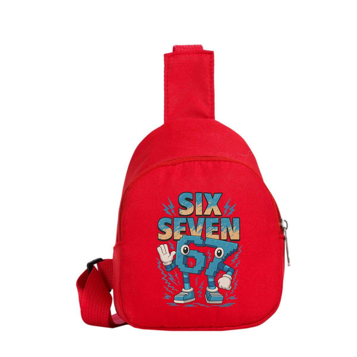 Six Seven 67 Printed Children s Breast Bag One Shoulder Crossbody Bag Cute Lightweight Baby Backpack красный
