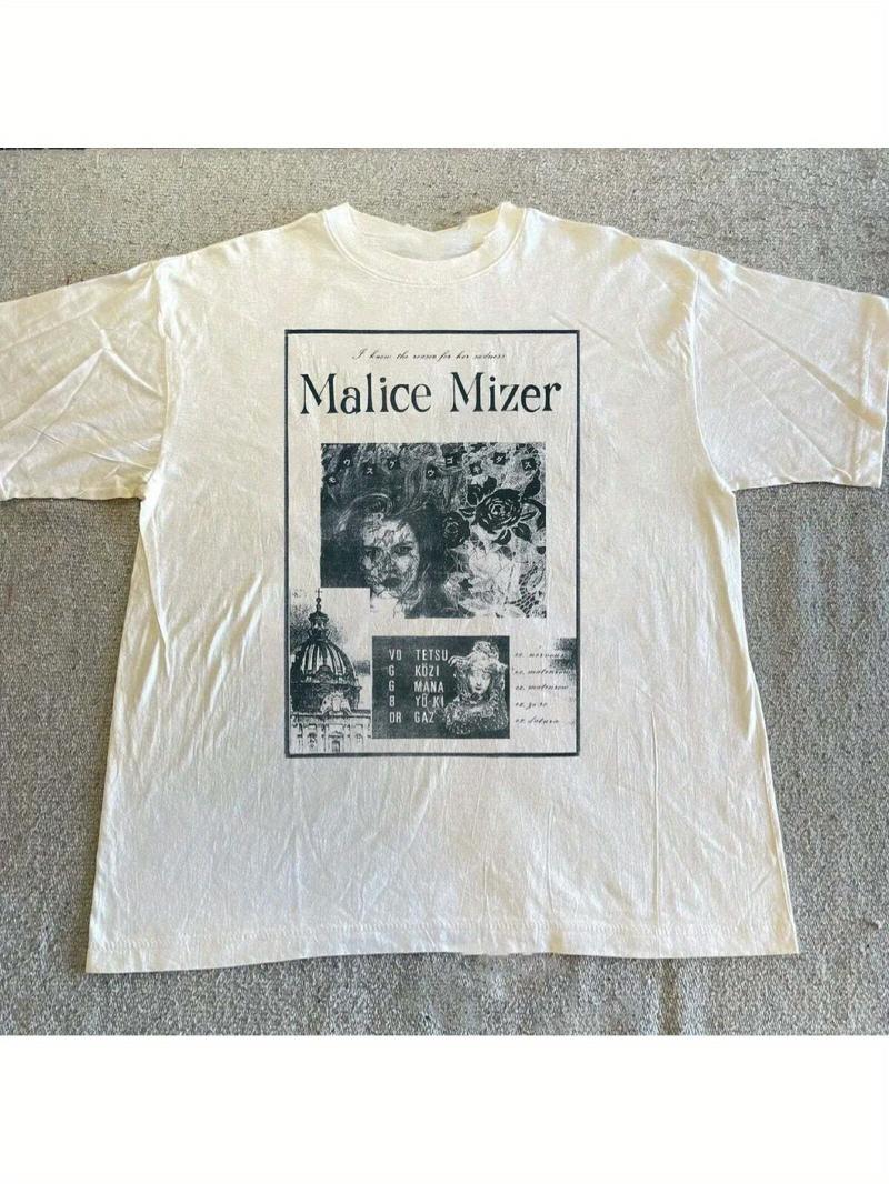 Malice Mizer Sans Logique Album T-Shirt - Klassisches Weiß, Klassisches Neutrales Design, Mit Komplexen Schwarz-Weiß-Kunstwerken 3XL gray