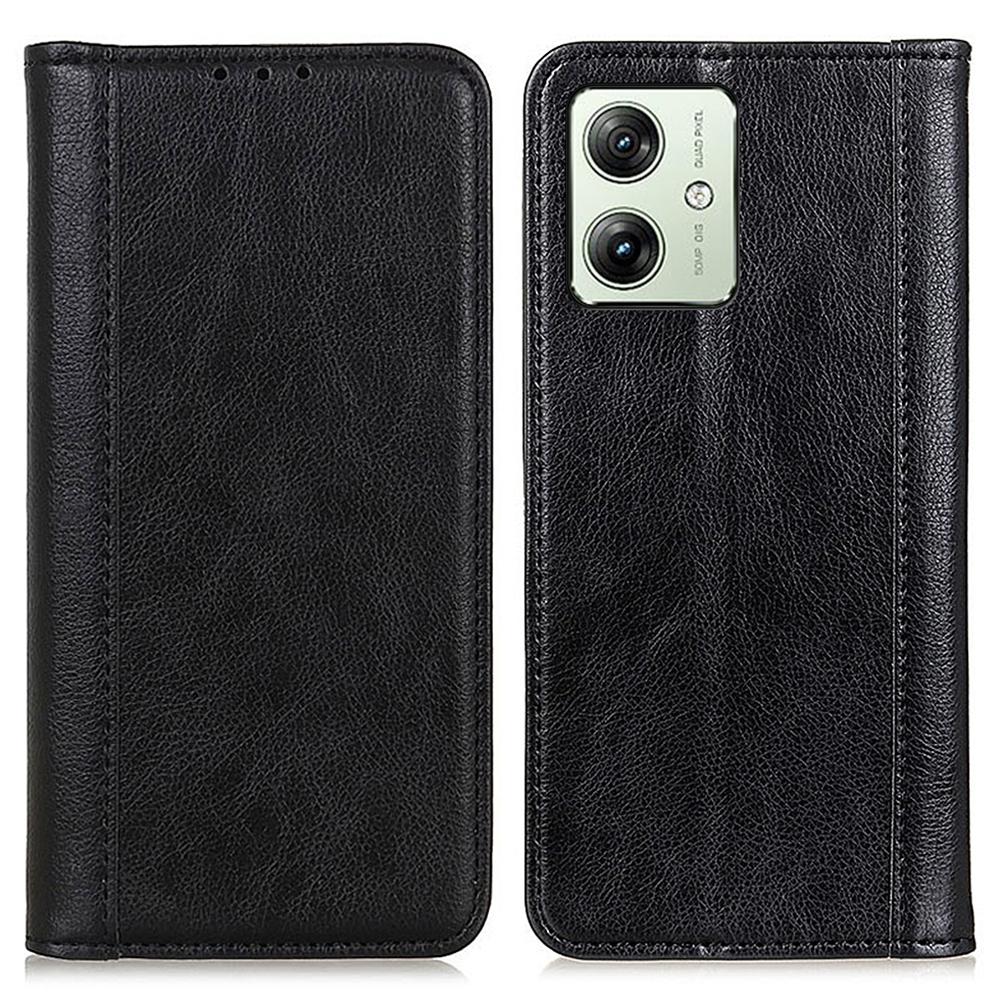 

For Motorola Moto G54 5G Cover Litchi Texture Shockproof Split Leather Phone Case Black