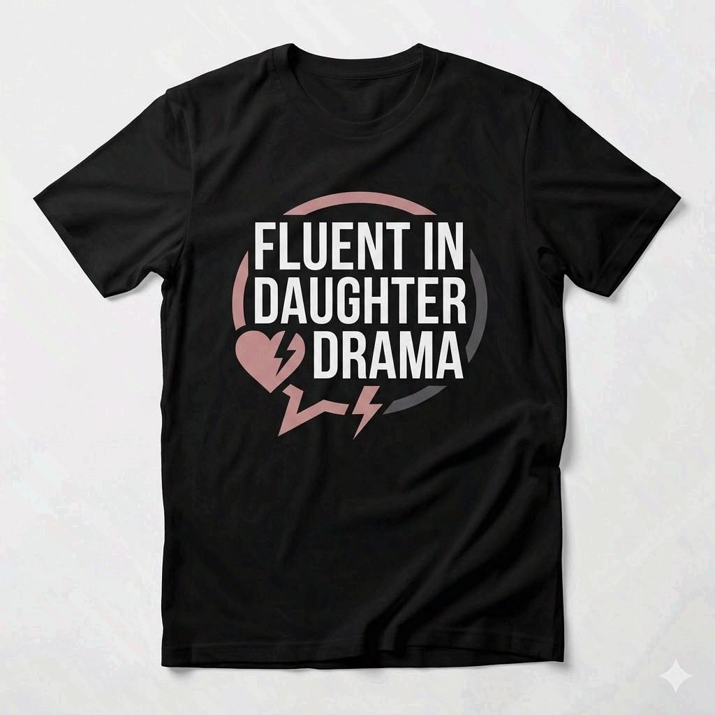 Fluent In Daughter Drama Shirt Funny Girl Dad Father s Day Tee S