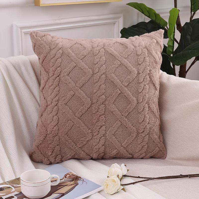 Olanly Autumn Decoration Pillow Cover 45x45 Soft Fuzzy Decorative Cushion Cover Pillowcase For Sofa Home Decor Throw Pillow Case