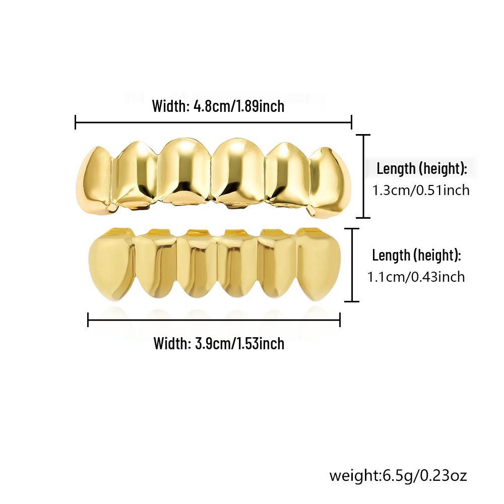 Gold Hip Hop Grillz for Men and Women - Smooth Tooth Decoration