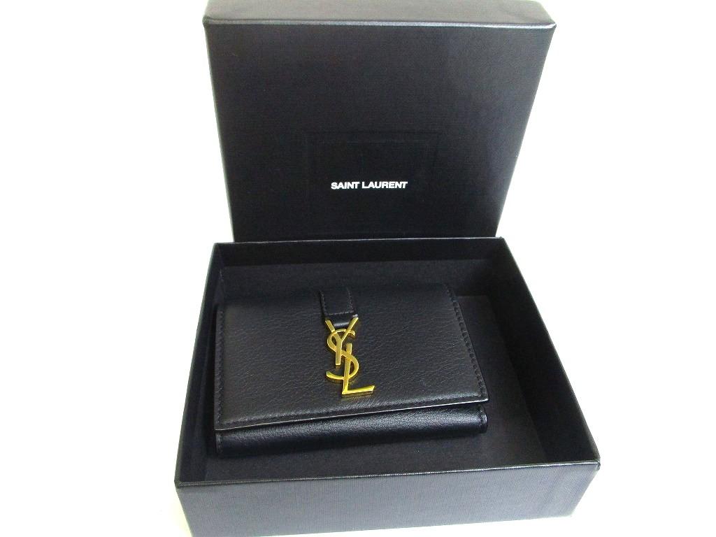 Authentic Saint Laurent YSL Black Leather 6 Pics Key Chain #b135  Open box