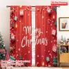 2pcs 2D Flat Printing Christmas Curtains Merry Christmas Festive Scene Polyester Without Electricity Spring Use for Classroom