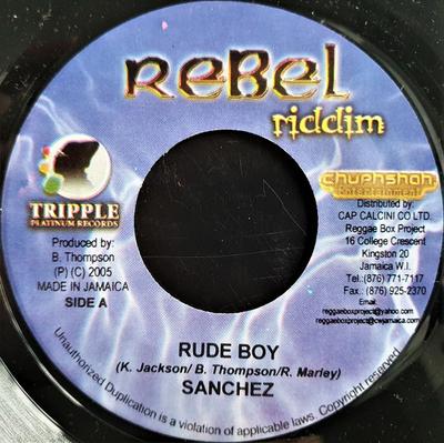 Płyta 7-calowa SANCHEZ / MYSTERIOUS FT. MAXIMUS DA - Rude Boy / Next One NONE Rebel Riddim 2005 Jamajka Reggae, Ska & Dub Używany