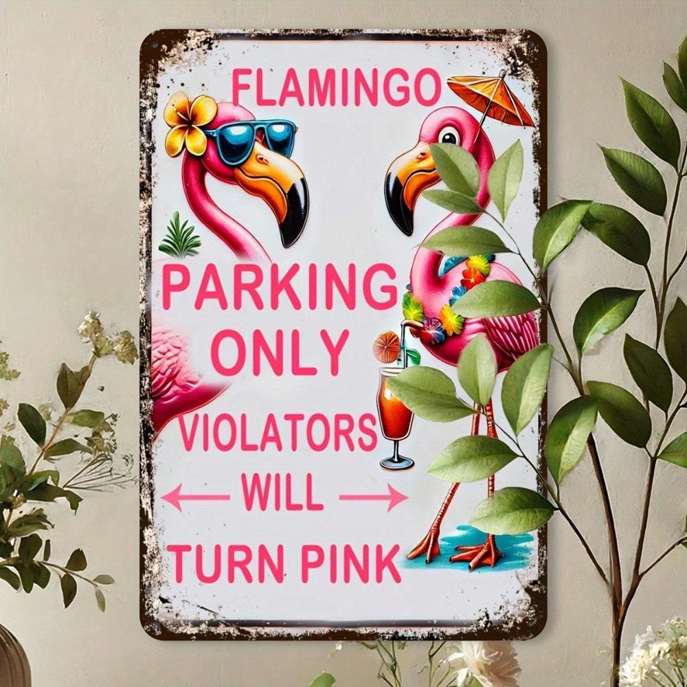 

Funny Flamingo Parking Only Vintage Metal Tin Sign Wall Decor Gift for Home Bar Garage 20x30 різнокольоровий