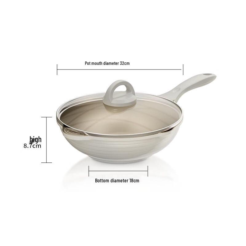 

Jeetee Threaded Titanium Ceramic Wok with Silicone Lid