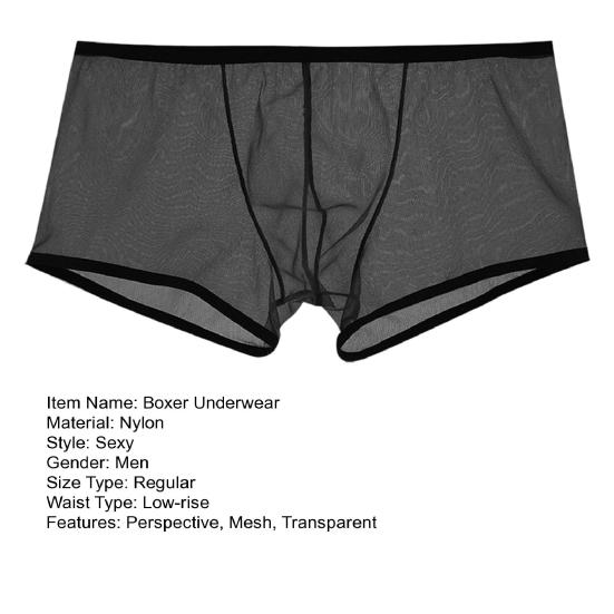 Pánské boxerské prádlo Transparentní síťovina Perspective šortky Kalhotky Boxerky s nízkým výstřihem odvádějící vlhkost