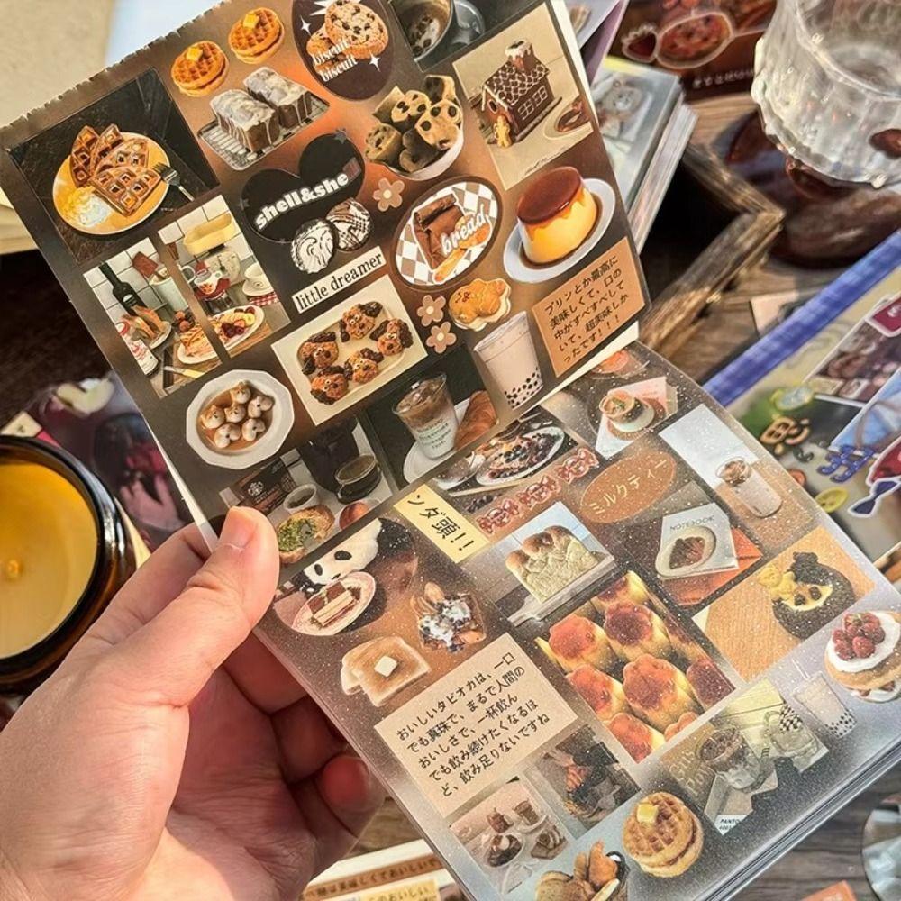 Y2K Japanese Food Stickers Book Multifunctional Cartoon Ins Flashing Stickers Books Portable Department of Gastronomy