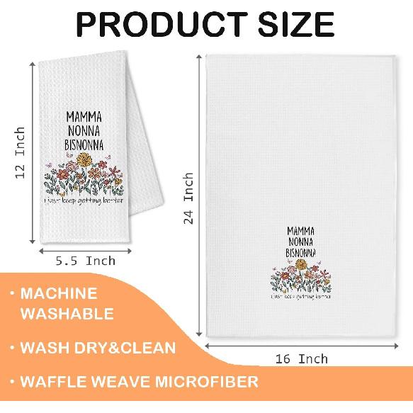 Bisnonna Great Grandma Gifts Kitchen Towels, Pregnancy Baby Announcement for Nonna Grandma, Gifts for Great Grandmother Decorative Dish Tea Hand