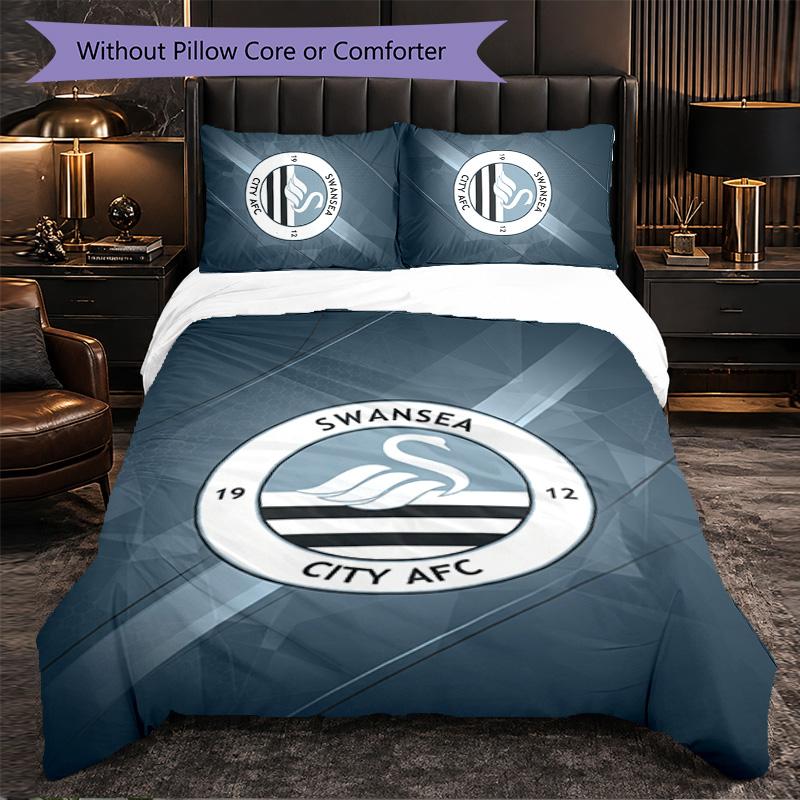 Biancheria da letto a tema Swansea City Set 3 Pezzi Copripiumino Biancheria da letto Decorativa Per Stanza Adolescenti Decorazione Casa