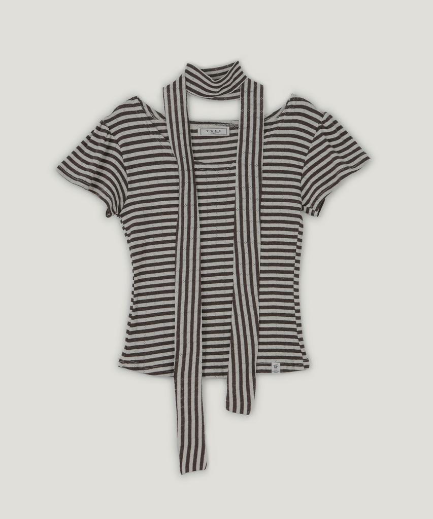 Teuwi Deaden Stripe Jacquard Short Sleeve T-Shirt (Strap Set)