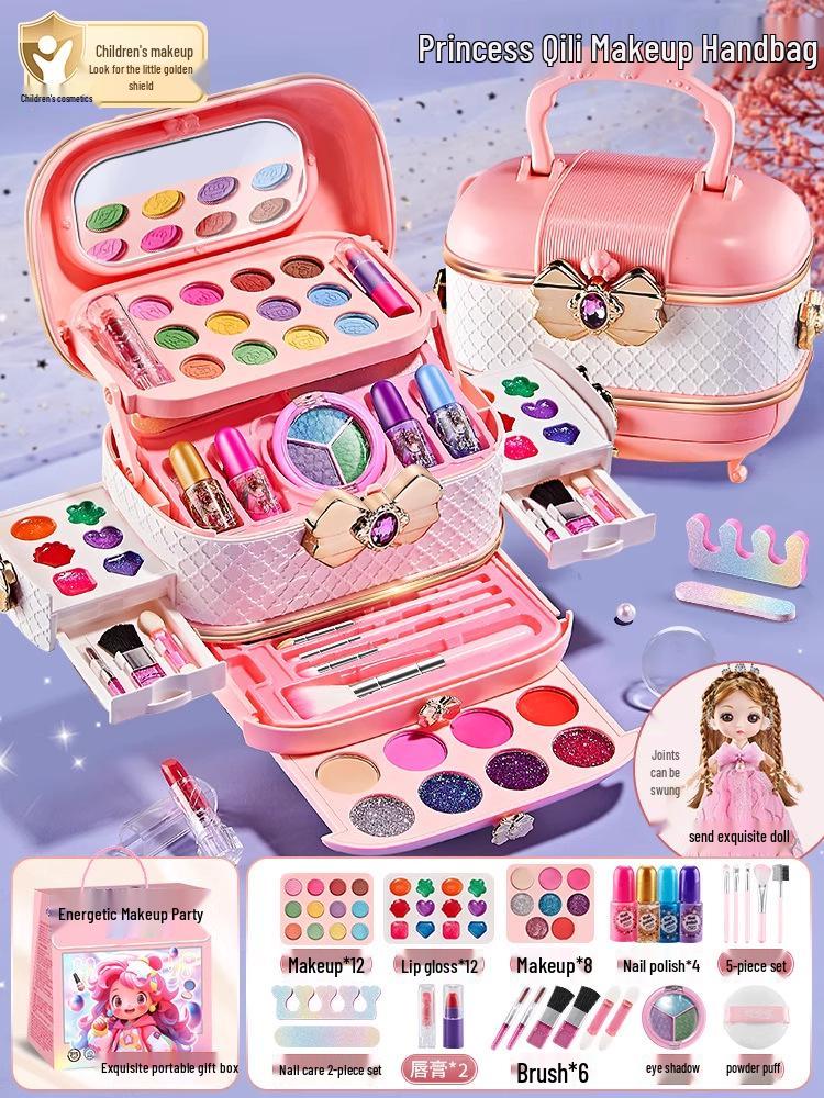 Set de Machiaj de Prințesă pentru Copii Netoxic - Cosmetice pentru Copii și Cadou Lac de Unghii
