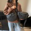 Black Waterproof PU Chest Bag Outdoor Cycling Bag Men Women Crossbody Mobile Phone Bag