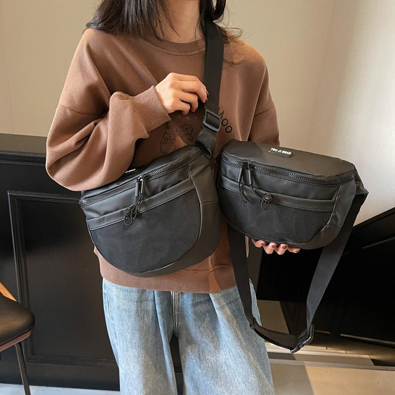 Black Waterproof PU Chest Bag Outdoor Cycling Bag Men Women Crossbody Mobile Phone Bag