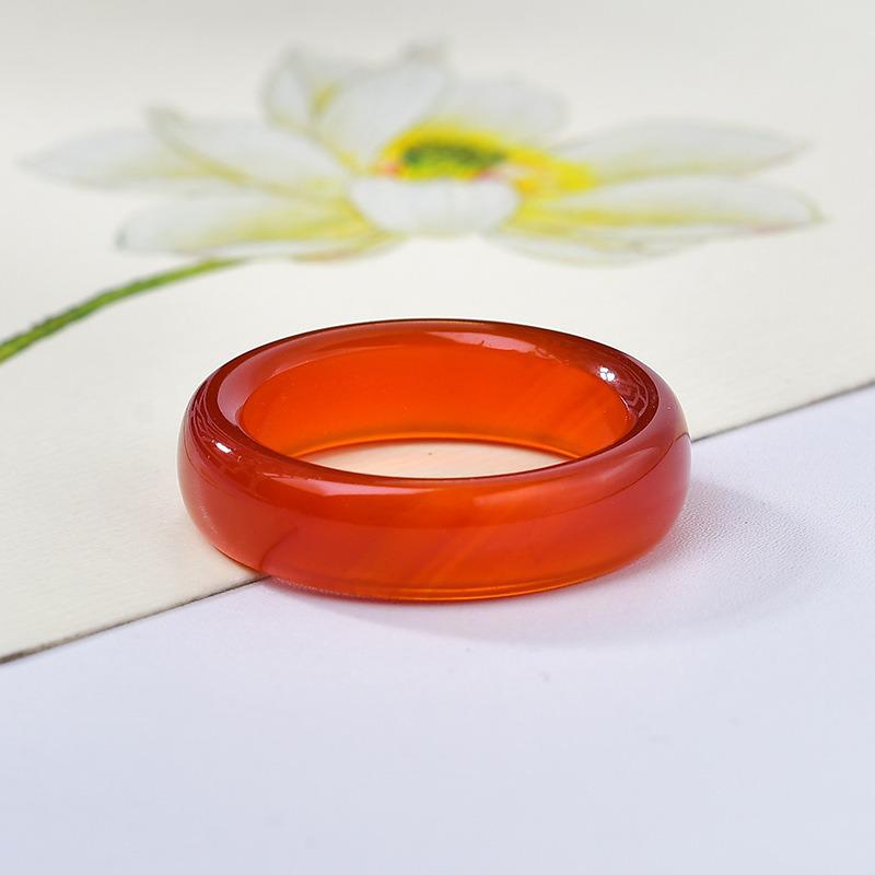 Ice-Type White Brazilian Agate Jade Ring Band