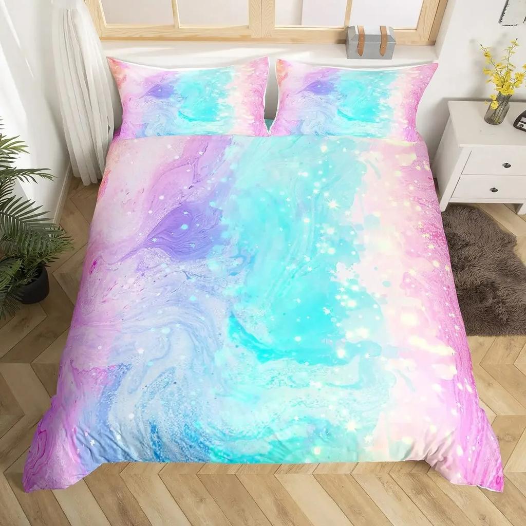 Rainbow Conch Duvet Cover Set Colorful Rainbow Bedding Set For Kids Girls Microfiber Multicolor Comforter Cover Twin King Size