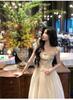French Ballet Wind Mesh Splicing Dress Female Summer Beautiful Princess Dress Waist Gentle Wind Fairy Long Skirt