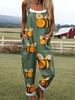 Green jumpsuit with cartoon bee pattern