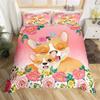 Cartoon-Tier-Bettbezug-Set Zoo Sikahirsch Mikrofaser Rosa Blumig Bettwäsche Einzelbett Twin Für Mädchen Jungen