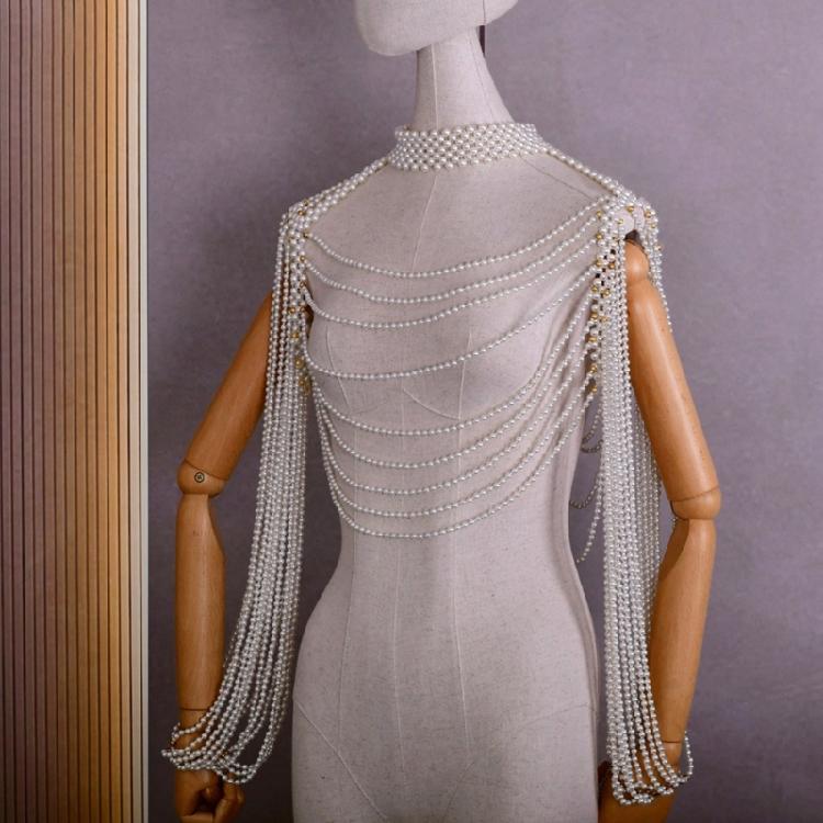 Long Shoulder Chain Sexy Wedding Dress Body Jewelry Pearl Body Chain for Women