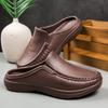 Men's Half Slip Slippers for Lazy People, Multifunctional Anti Slip Chef Shoes, Barefoot Casual Flat Bottom Formal Leather Shoes