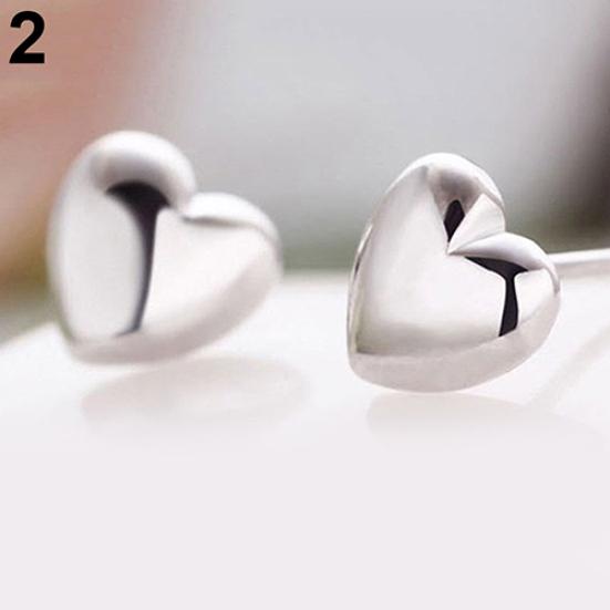 

1 Pair Fashion Women Cute Small Heart Charm Ear Stud Earrings Jewelry Xmas Gift срібний