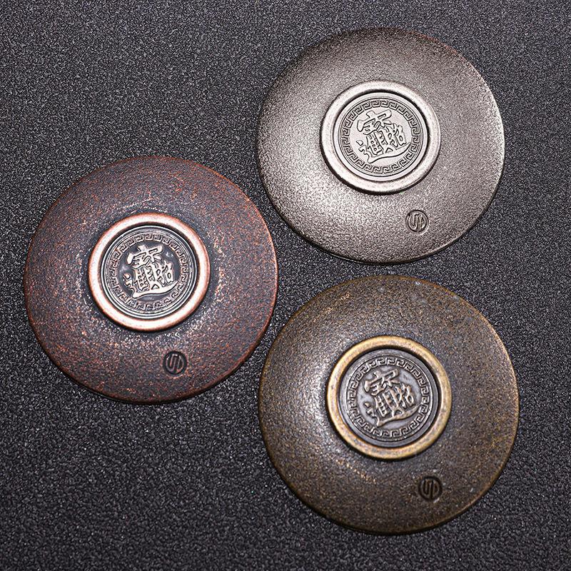 Japanese Bronze Cup Pad, Alloy Cup Holder, Tea Dish Coaster, Antique Zen Style, Heat Insulation Pad, Kung Fu Tea Ceremony Access