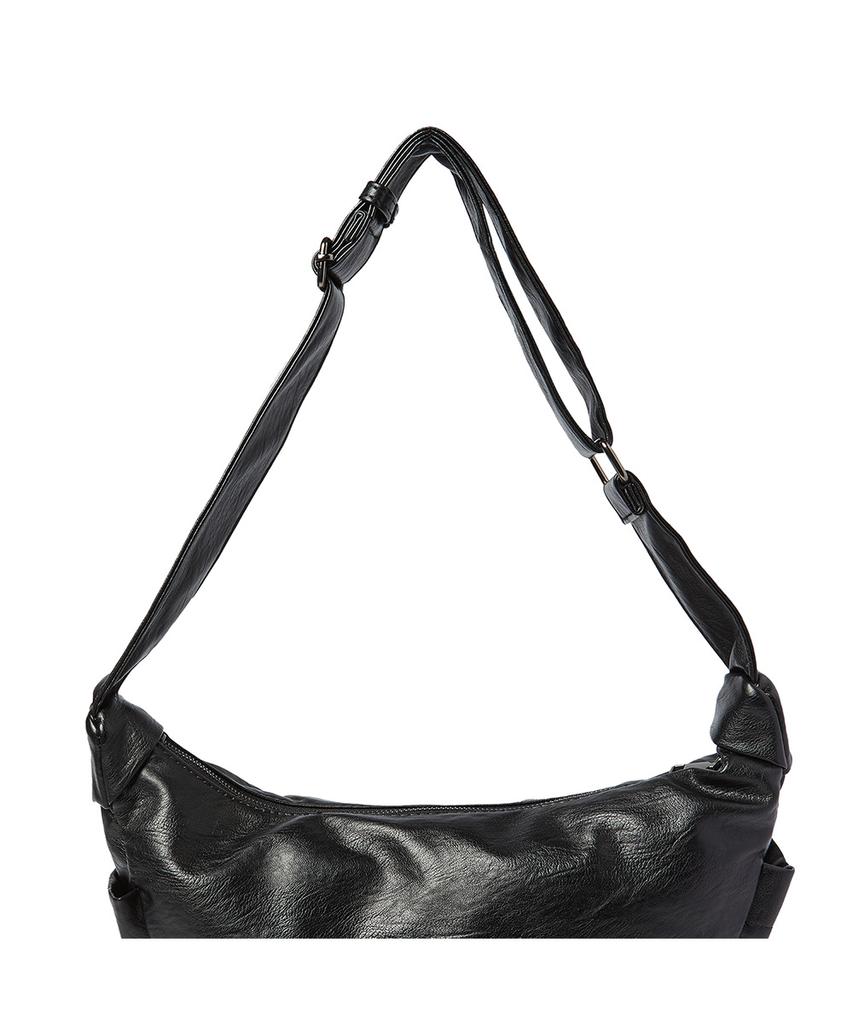 The Green Lab Faux Leather Hobo Crossbody Bag [Black]