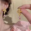 18k Gold-Plated Zirconia Floral Drop Stud Earrings - Exquisite Retro Luxury Jewelry