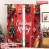 2pcs 2D Flat Printing Christmas Window Curtains Christmas Merry Gifts Trees Fabric Without Electricity Birthday Party Perfect