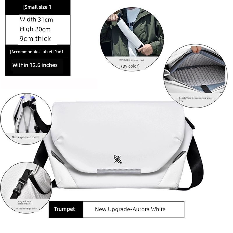 

Endless Journey Starry Sky Apollo X1 Magnetic Buckle Crossbody Bag Male College Student Shoulder Bag Computer Back Difference Bag Chasing Light White-small size [11-inch Flat]]