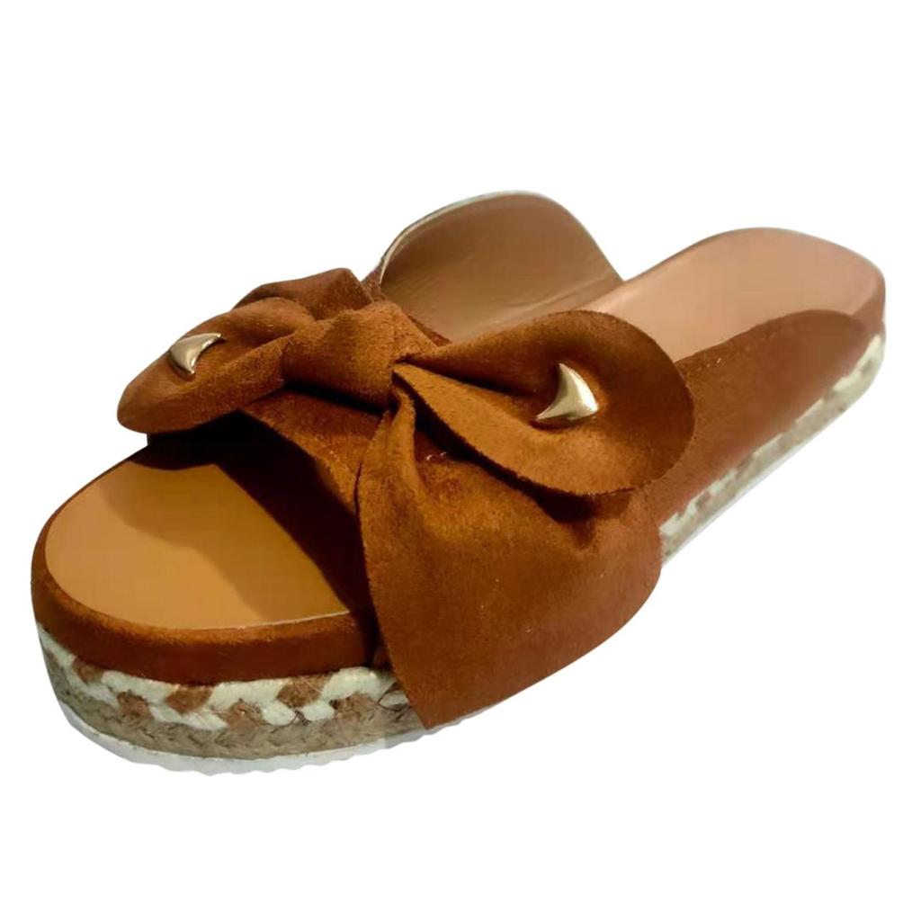 Sommer damesko Tykksålede fiskemunnsko Uformelle damesko med sløyfe