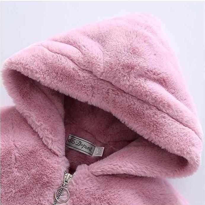 Autumn Winter Thick Warm Girls' Jacket Corduroy Star Hooded Sweater Sleeve Plus Velet  Kids Outerwear Teenager Windbreaker Coat