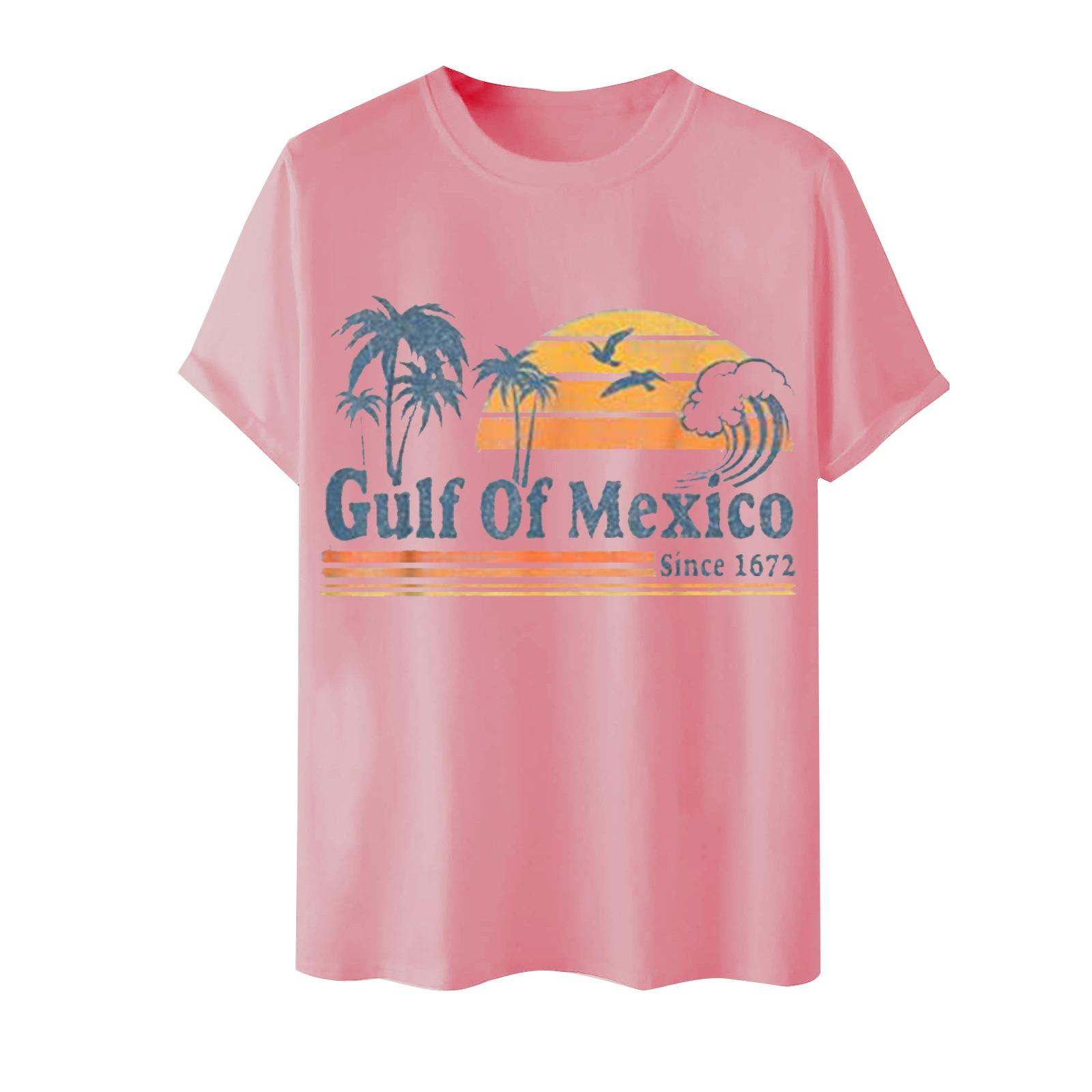 

Модная летняя пляжная футболка с круглым вырезом и принтом Винтажная пляжная футболка с коротким рукавом 6XL