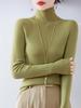 Women's Slim-Fit High-Neck Wool Sweater - Soft, Seamless Knit Base Layer for Autumn/Winter
