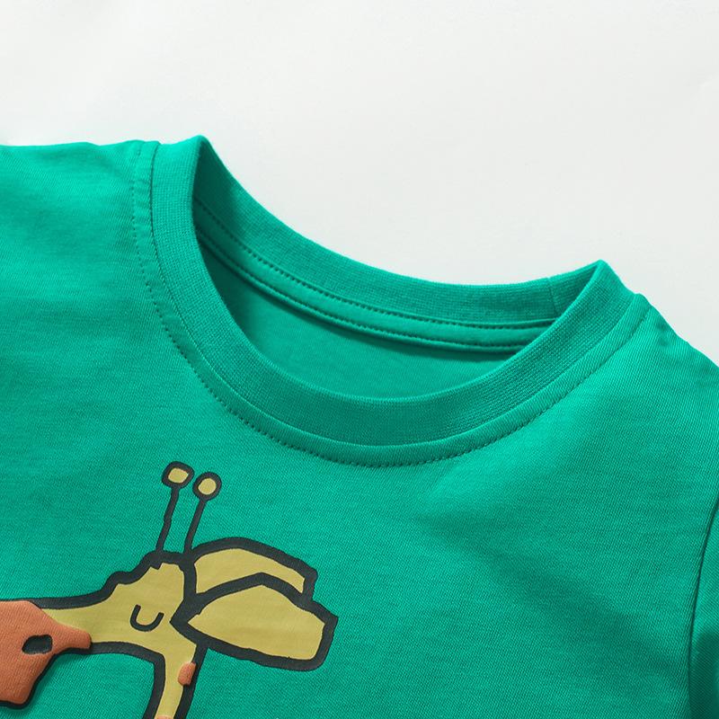 Letní nové dětské oblečení kreslený potisk bavlněné topy s krátkým rukávem dětská trička