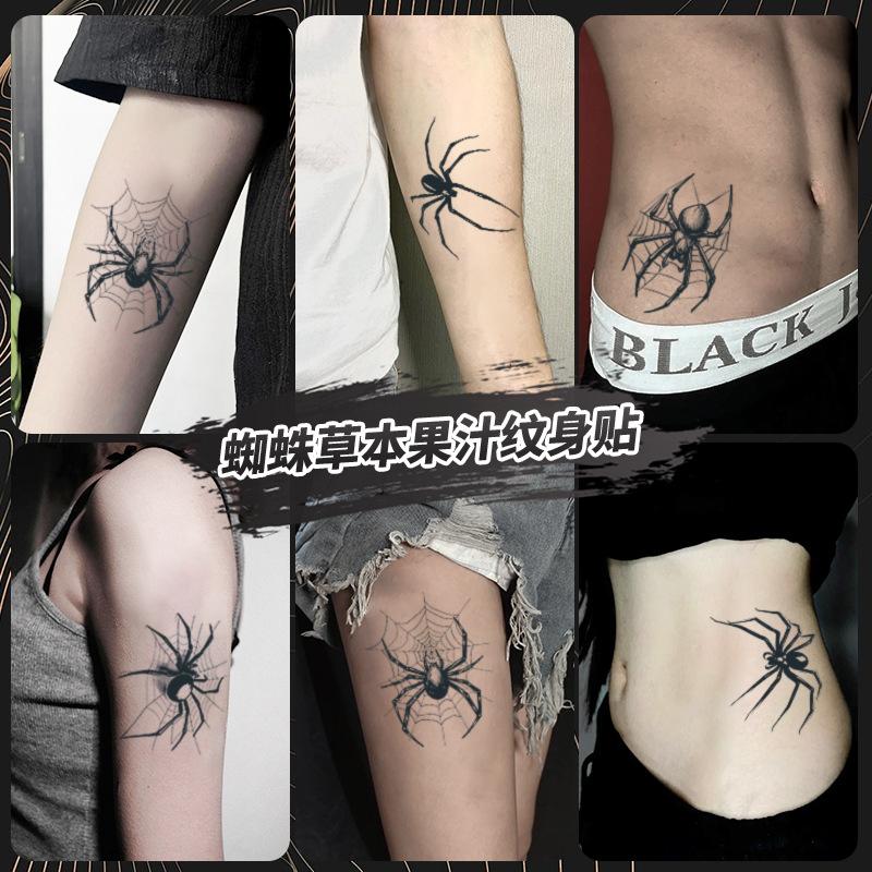Spider Herbal Temporary Tattoo, Waterproof Long-Lasting Half Sleeve, Juice Tattoo for Men Women, Non-Permanent