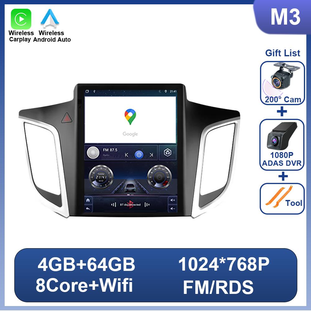 9.7 Inch For Hyundai Creta IX25 2015 - 2019 For Tesla Style Touch Screen Car Radio Wifi Carplay Android Auto DSP 2 Din Bluetooth