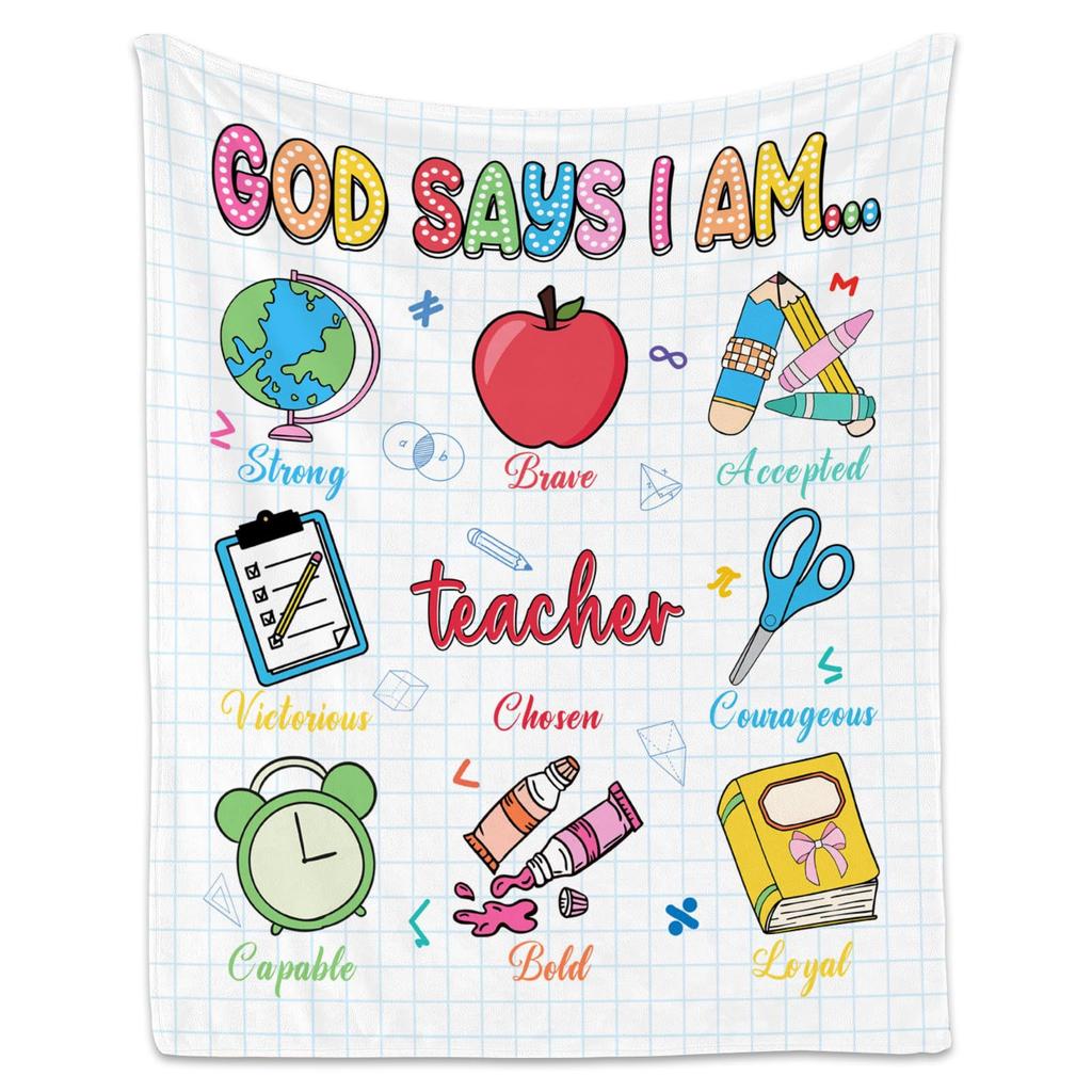 Thank You Teacher Gift Blanket Decorative Flannel Blanket Teachers' Day Graduation Retirement Birthday Blanket