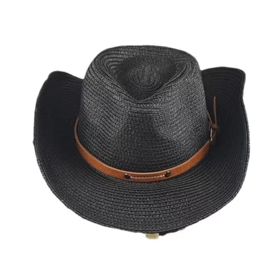 

new 62cm large waisted cowboy hat, summer sun hat, foldable summer beach travel straw hat, large waisted men s hat XL(60-63CM) чорний