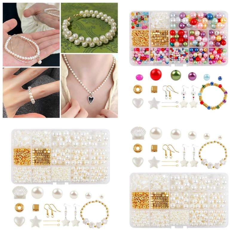 Jewelry Making Set for Bracelets Earrings Necklaces Jewelry Making 1020Pcs Artificial Pearls Beads with Jewelry Findings