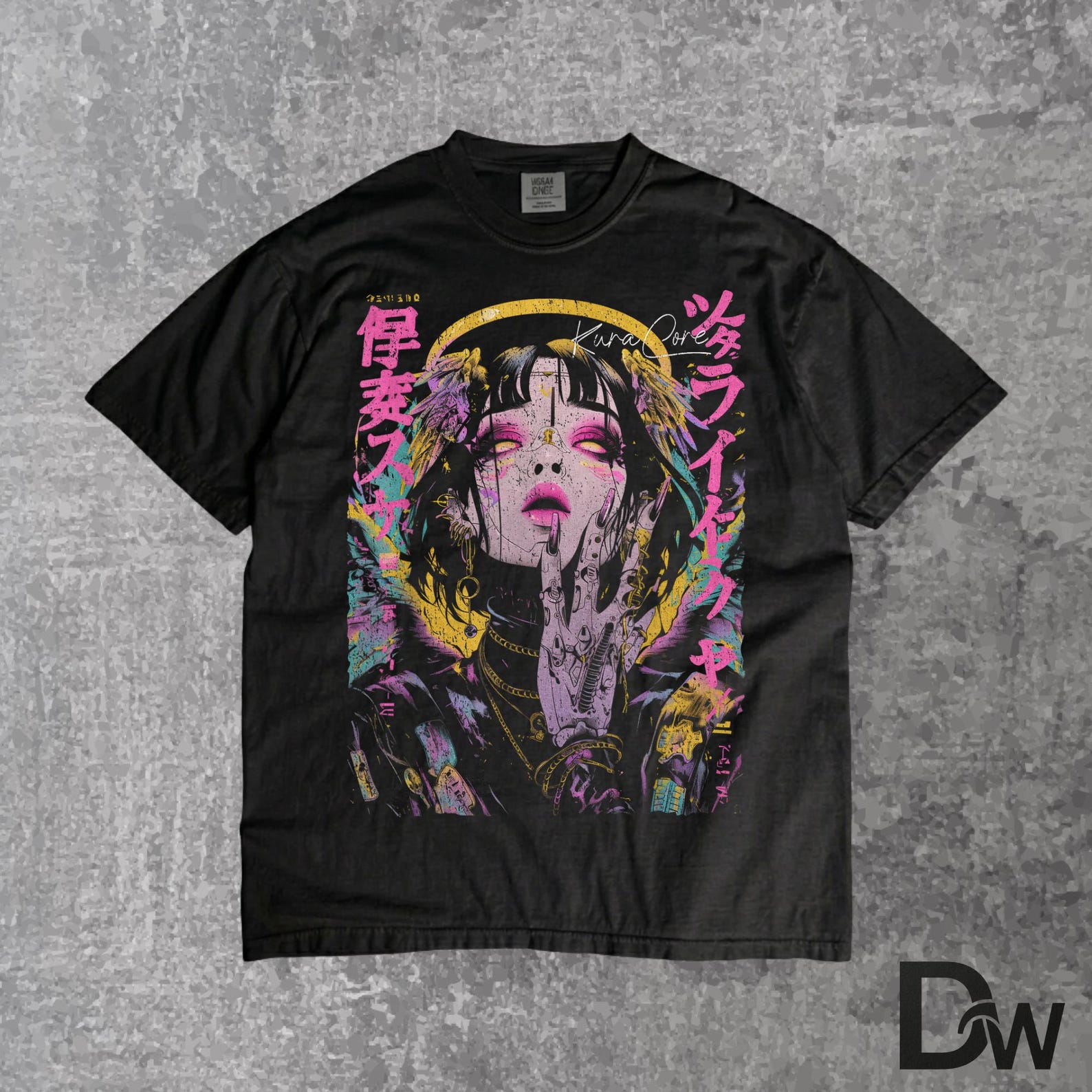 Japanese Streetwear Cyberpunk Angel, Y2K Techwear Manga Anime T Shirt, Futuristic Anime Graphic Tee, Dark Aesthetic Streetwear Shirt 4XL