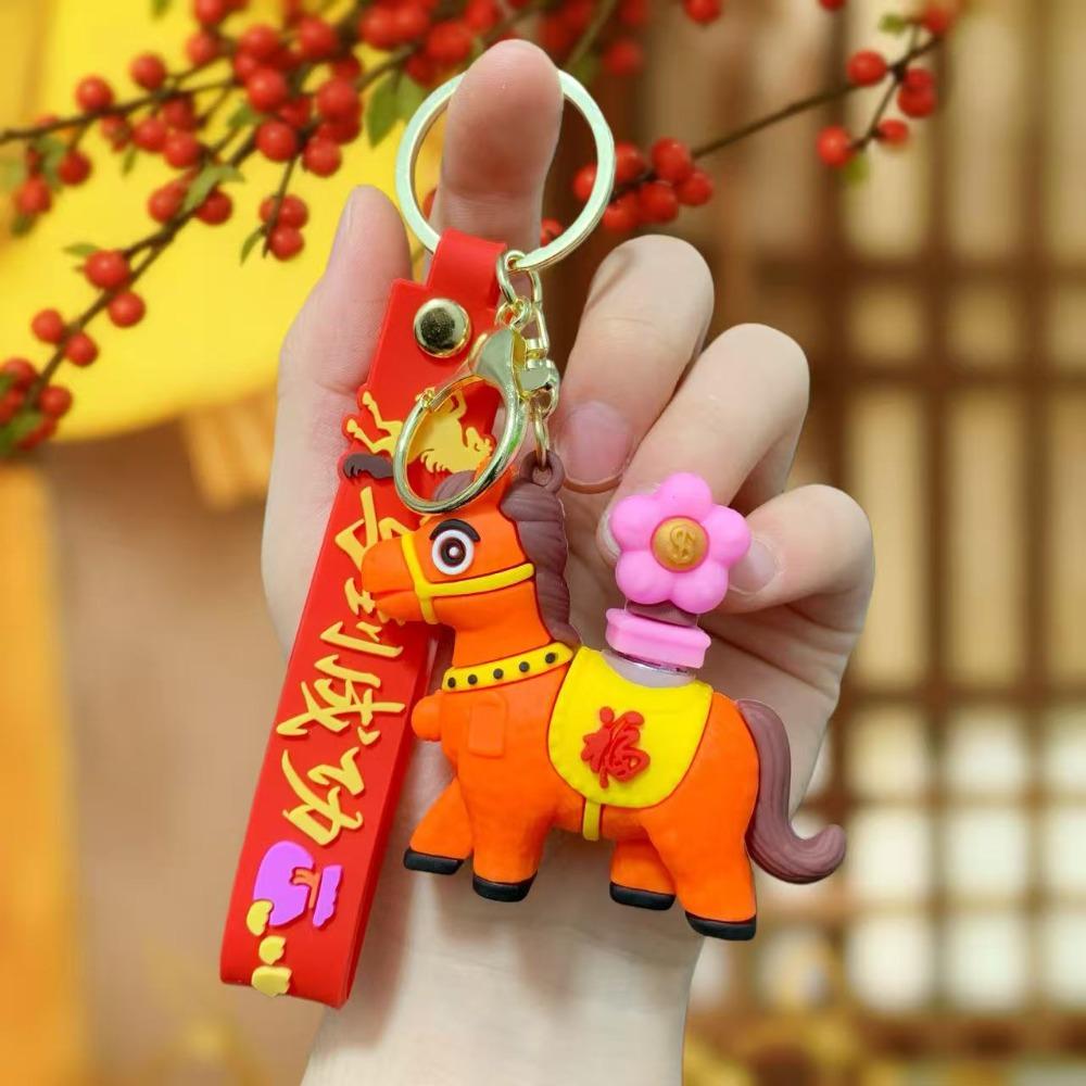 Cartoon Horse Keychain Rotating Pony Doll Zodiac Pony Bag Hanging  Year of The Horse