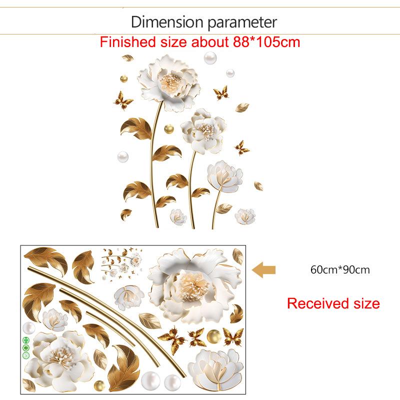 Creative Chinese Style Tulip Wall Sticker Self Adhesive Elegant Simulated Flower Decal for Bedroom Bedside TV Background Wall Decor