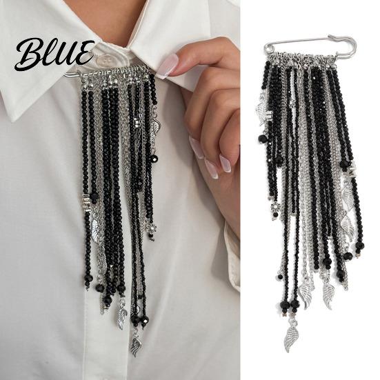 Dangle Brooch Beaded Tassel Pin Boho Chain Retro for Women