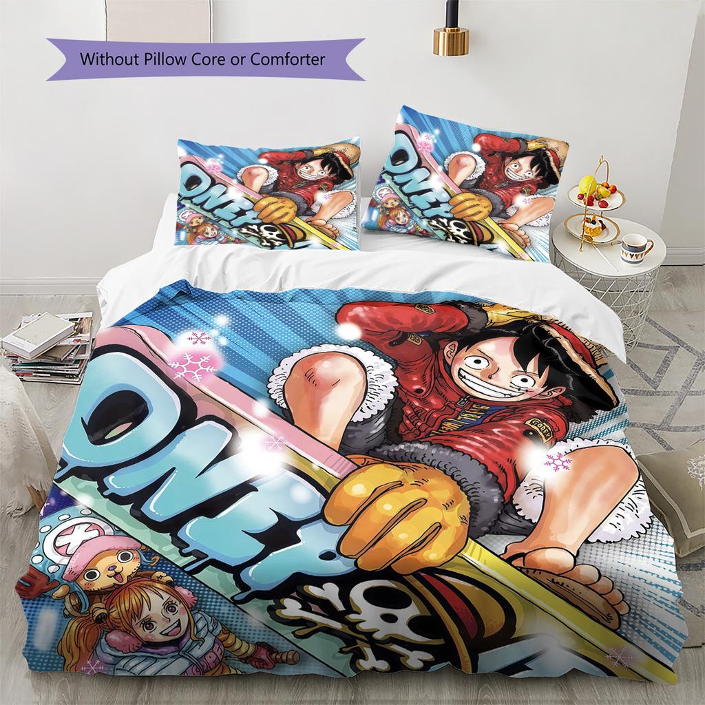 One Piece2 Pattern Bedding Quilt Set Home Decoration Gift (1 * Duvet Cover + 2 * Pillowcase Without Core)