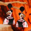 Double-Sided Acrylic Skull Earrings - Halloween Scary Head Ear Ornaments