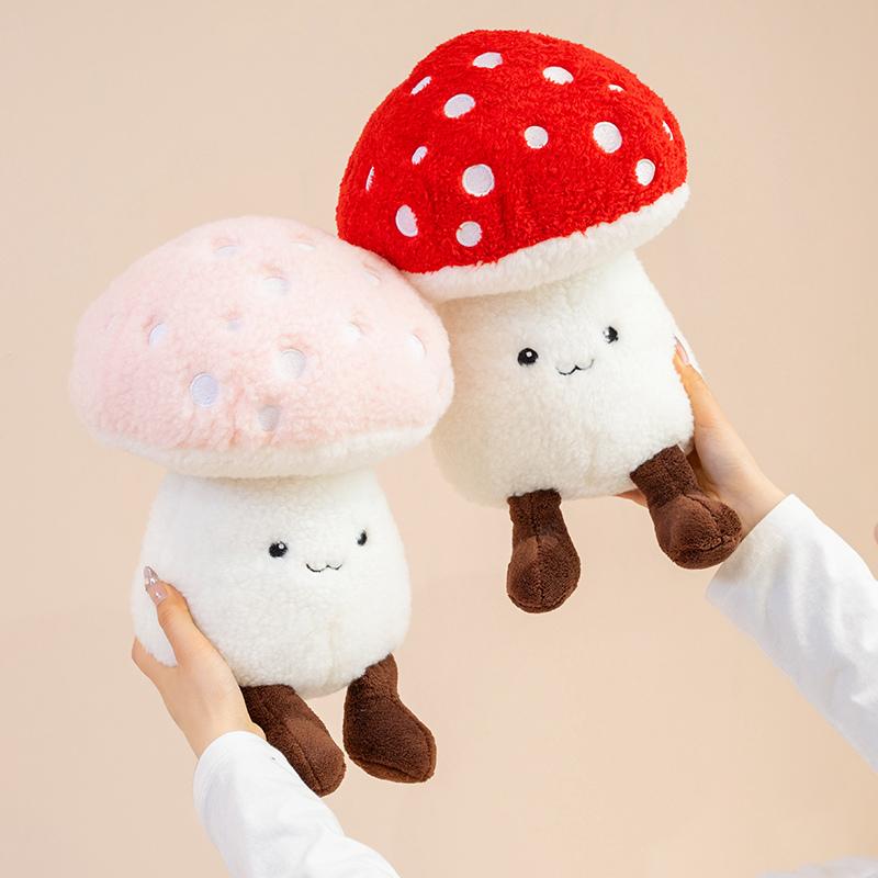 New Red Mushroom Plush Pillow Cute Agaric Plush Keychain Lovely Stuffed Mushroom Soft Toy Sofa Home Decoration